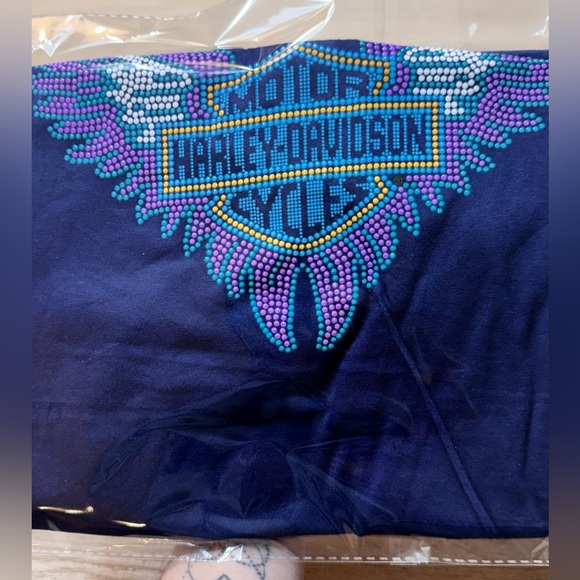 Y2K Biker Babe Harley Davidson Studded Wing Tank Black Hills Size M NWT) - Picture 11 of 11